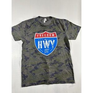 Jimmie Allen "Freedom Was a Hwy" Graphic Cotton Tshirt Camo Size Large